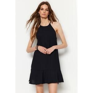 Charles Henry‎ Black Ruffle Hem Lined Mini Dress XS